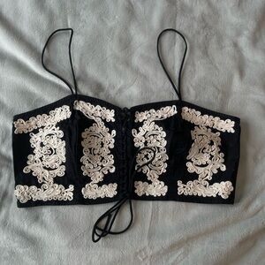 H&M Black and Cream Crop Top